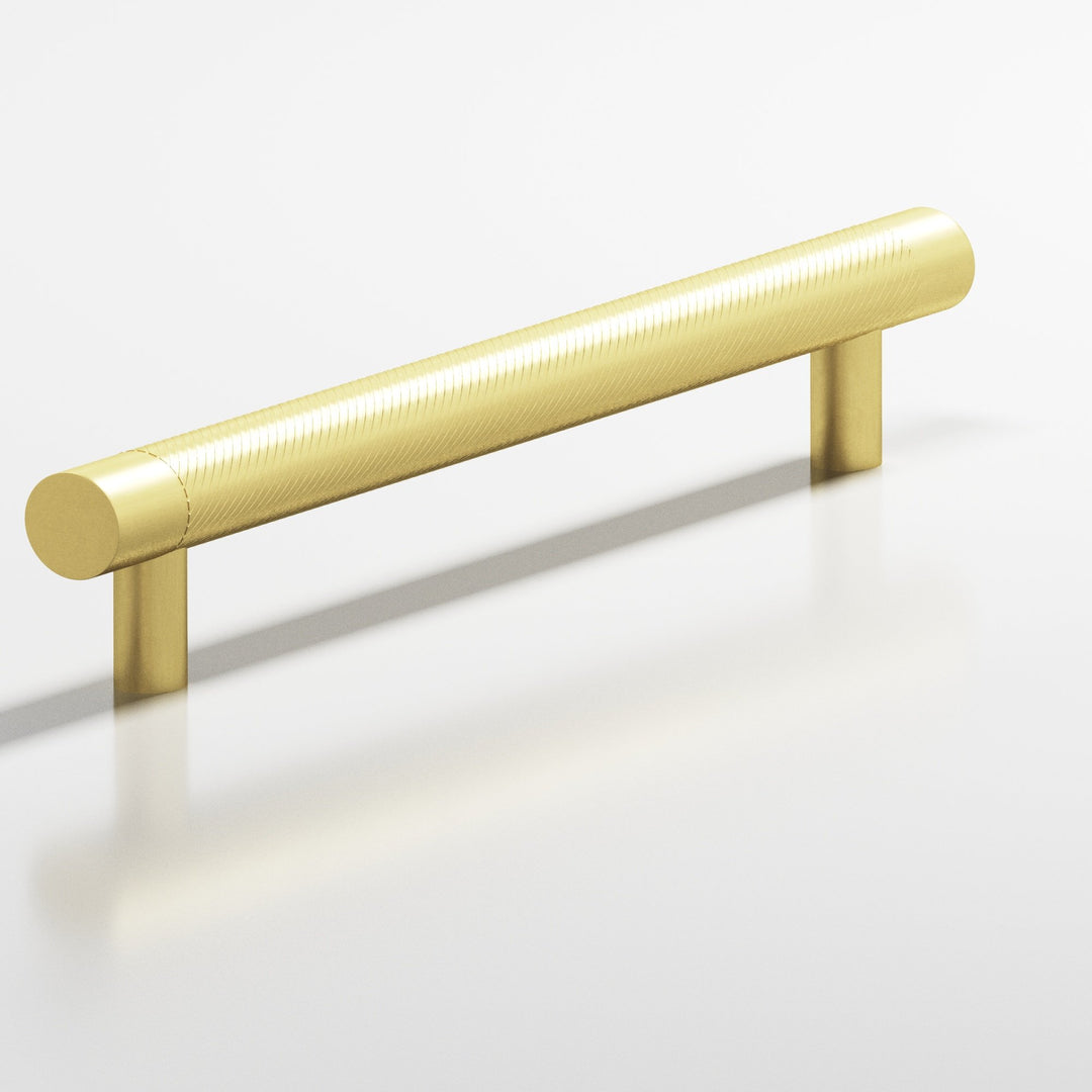 Colonial Bronze 552 Round singled-knurled Cabinet Pull with straight posts in Matte Satin Brass