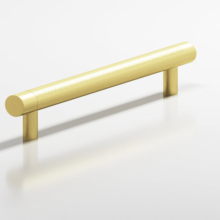 Colonial Bronze 553 Round singled-knurled Cabinet Pull with straight posts in Matte Satin Brass