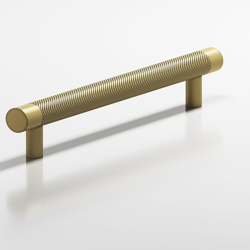 Colonial Bronze 567 Round singled-knurled Cabinet Pull with straight posts in Matte Antique Satin Brass