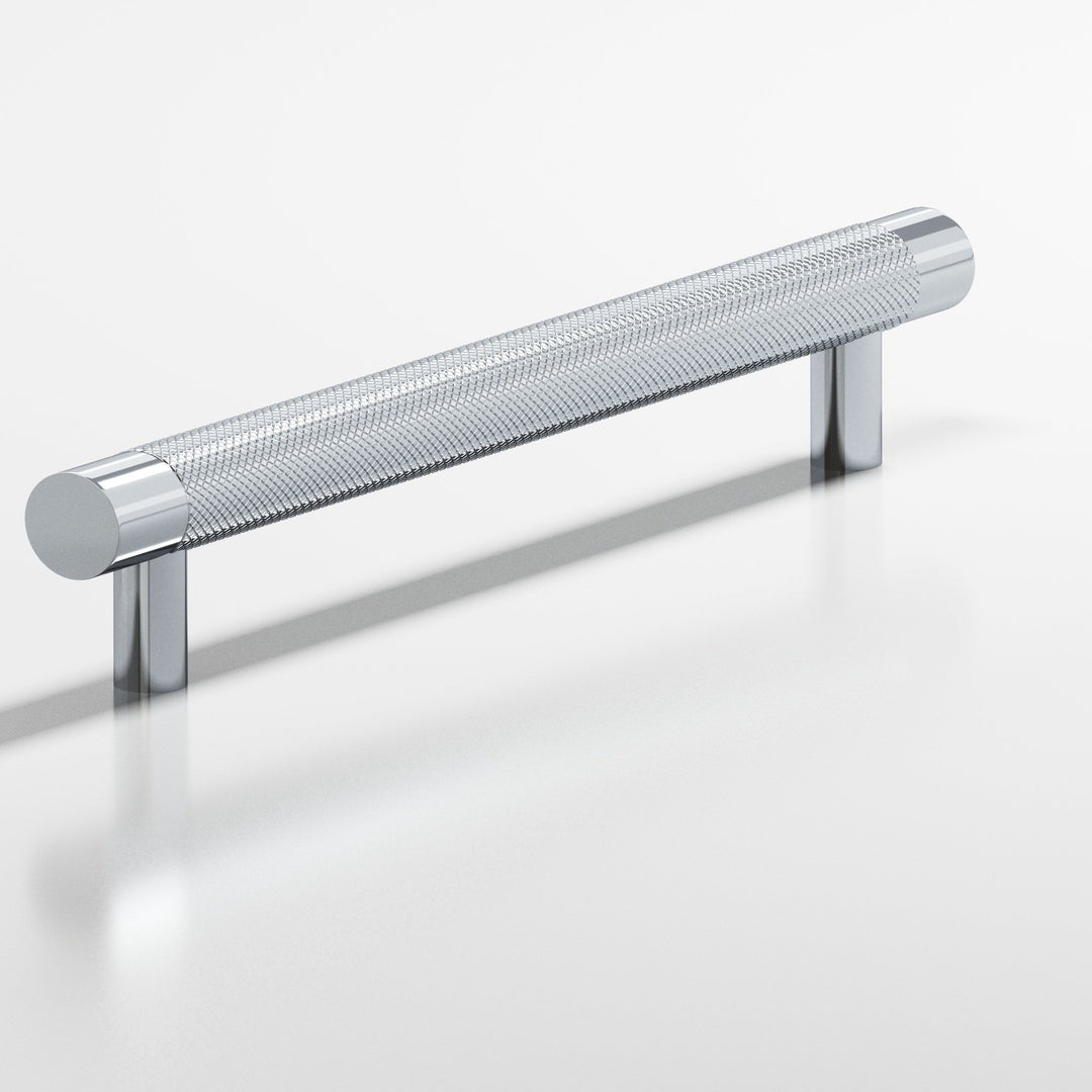 Colonial Bronze 558 Round banded and diamond-knurled Cabinet Pull with straight posts in Polished Chrome