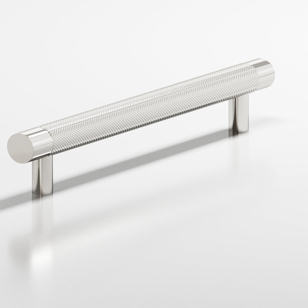 Colonial Bronze 565 Round diamond-knurled Cabinet Pull with straight posts in Polished Nickel
