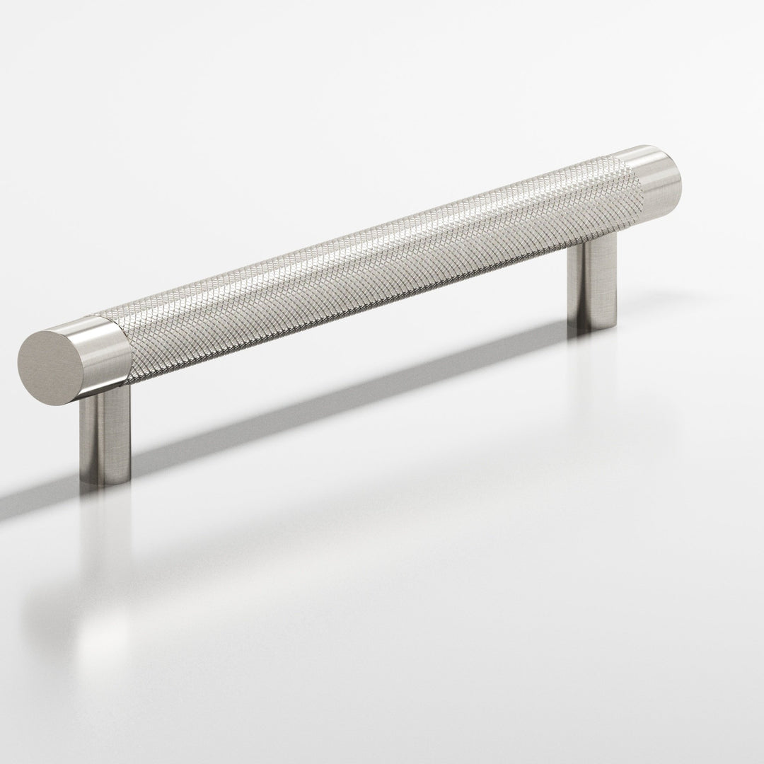 Colonial Bronze 559 Round banded and diamond-knurled Cabinet Pull with straight posts in Satin Nickel