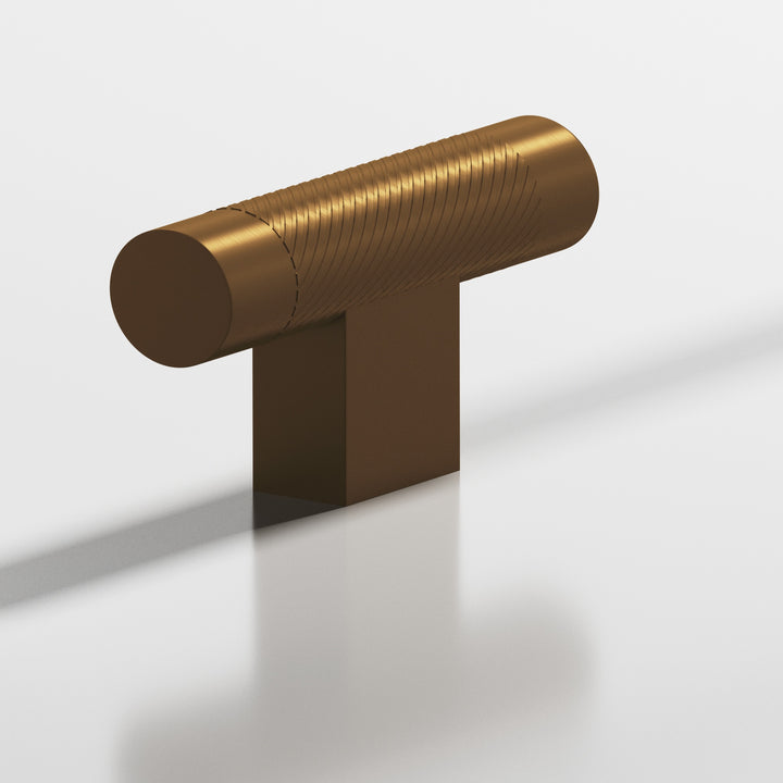 Colonial Bronze 570 Round single-knurled T Cabinet Knob with rectangular post in Matte Light Statuary Bronze
