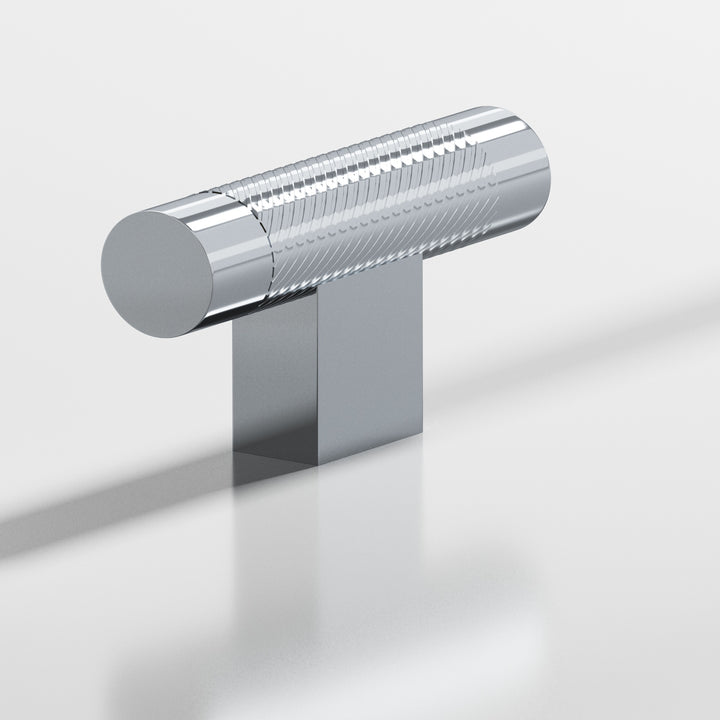 Colonial Bronze 570 Round single-knurled T Cabinet Knob with rectangular post in Polished Chrome