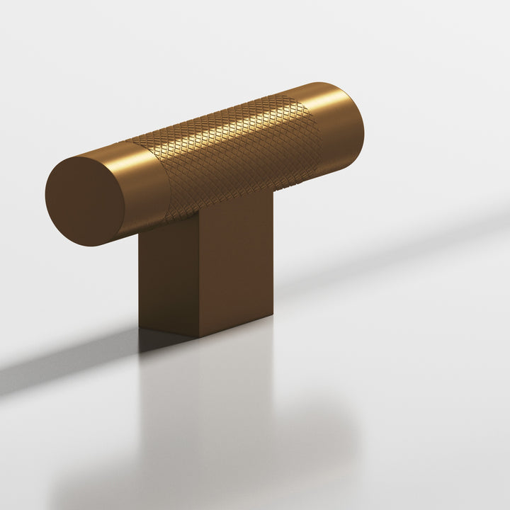 Colonial Bronze 571 Round diamond-knurled T Cabinet Knob with rectangular post in Matte Light Statuary Bronze