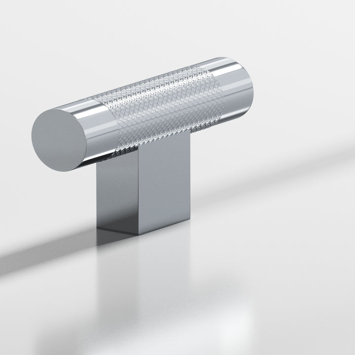 Colonial Bronze 571 Round diamond-knurled T Cabinet Knob with rectangular post in Polished Chrome