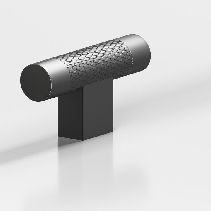 Colonial Bronze 571 Round diamond-knurled T Cabinet Knob with rectangular post in Matte Graphite