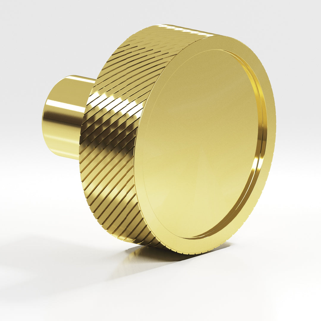 Colonial Bronze 591 Round single-knurled sandwich Cabinet Knob in Unlacquered Polished Brass
