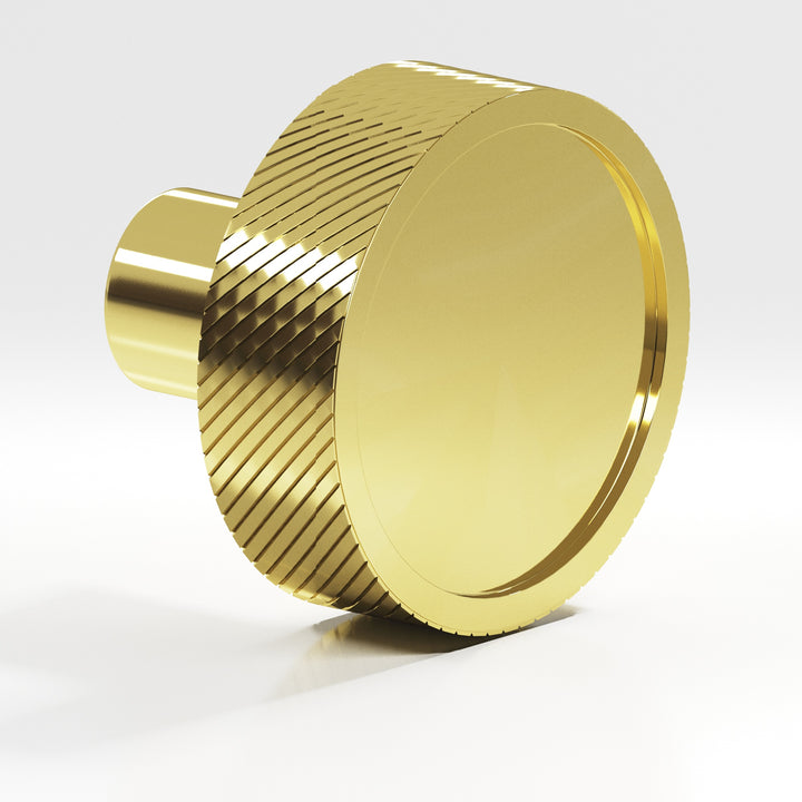 Colonial Bronze 591 Round single-knurled sandwich Cabinet Knob in Unlacquered Polished Brass