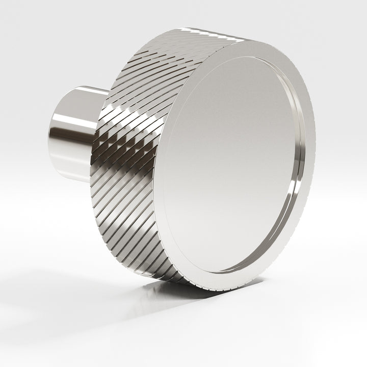 Colonial Bronze 591 Round single-knurled sandwich Cabinet Knob in Polished Nickel