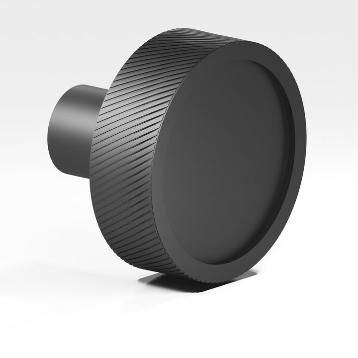 Colonial Bronze 591 Round single-knurled sandwich Cabinet Knob in Matte Graphite