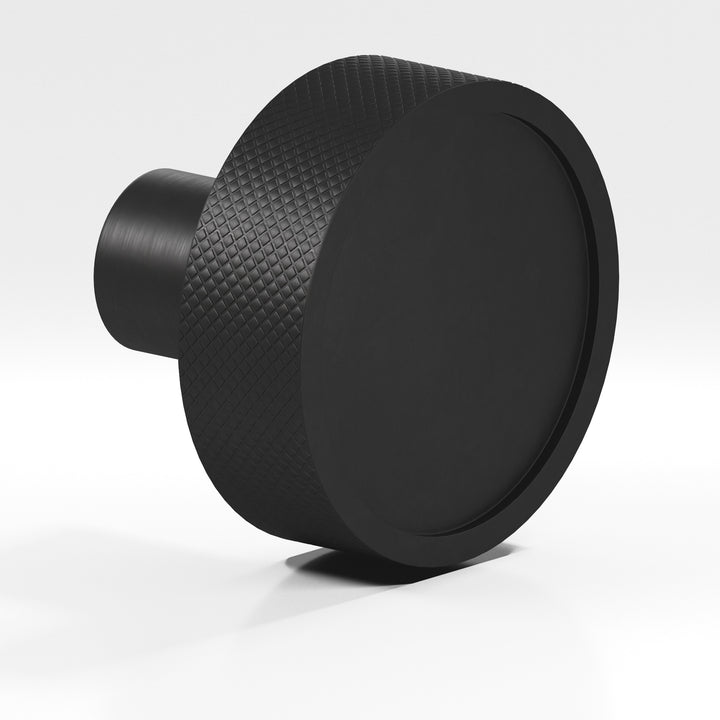 Colonial Bronze 595 Round diamond-knurled sandwich Cabinet Knob in Matte Satin Black
