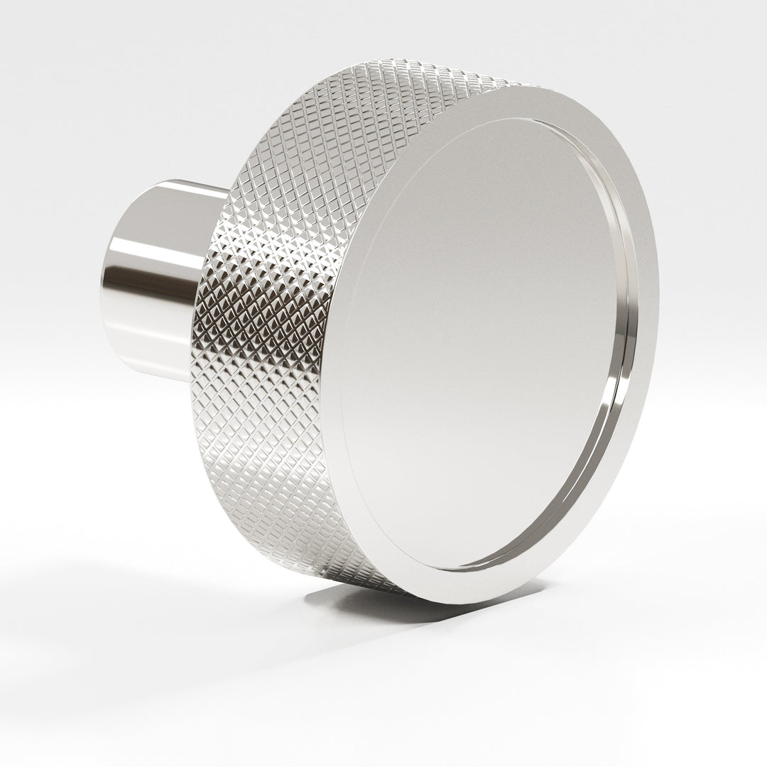 Colonial Bronze 595 Round diamond-knurled sandwich Cabinet Knob in Polished Nickel