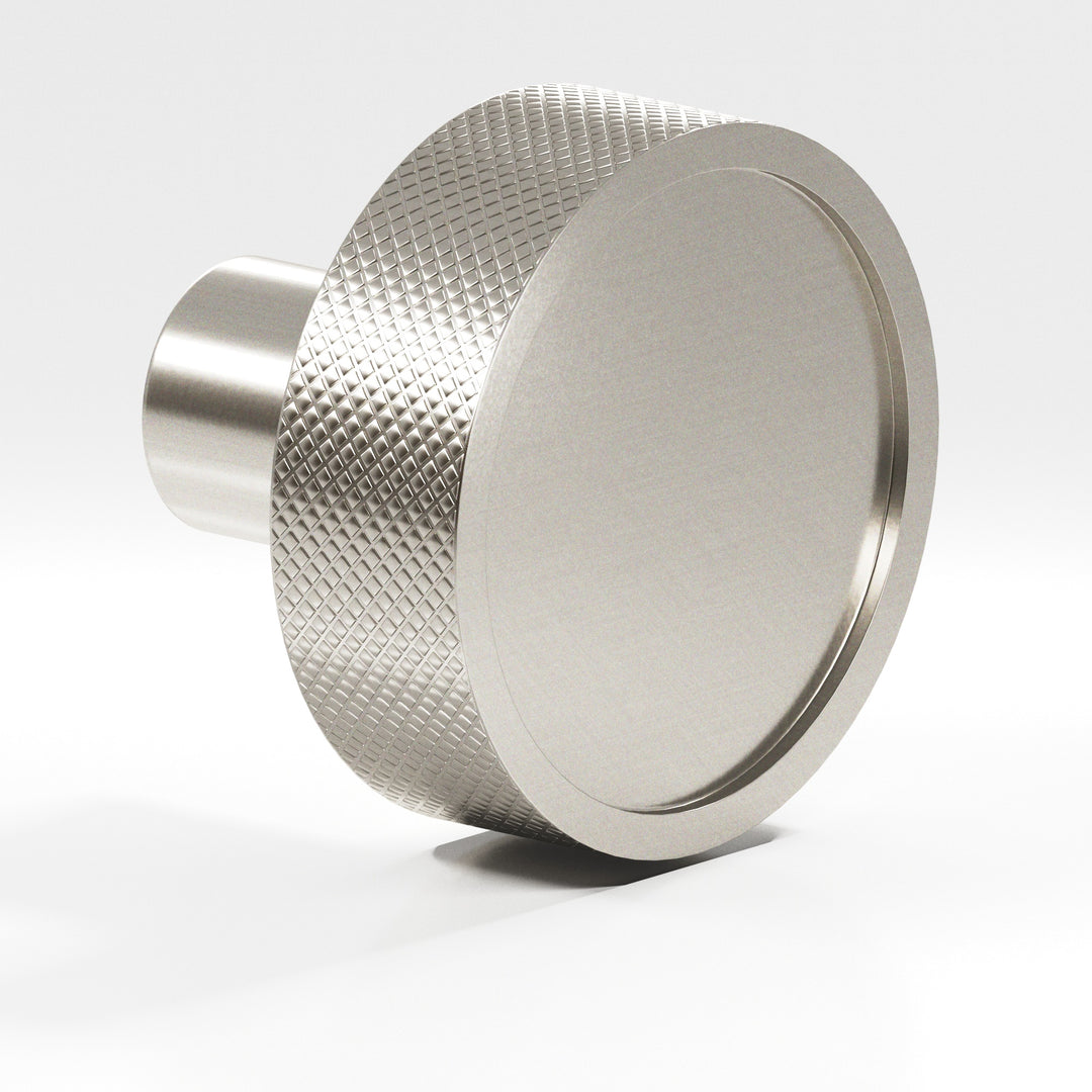 Colonial Bronze 595 Round diamond-knurled sandwich Cabinet Knob in Satin Nickel