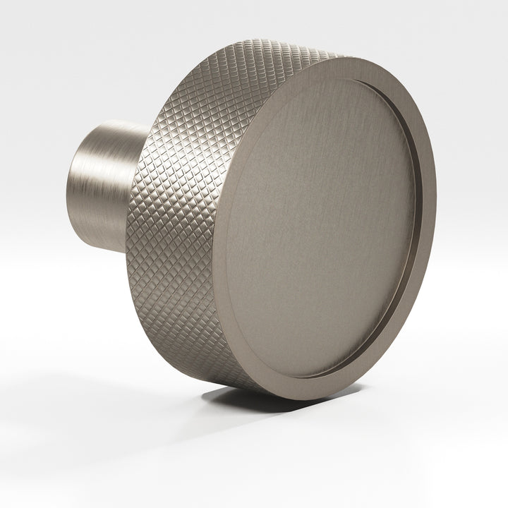 Colonial Bronze 595 Round diamond-knurled sandwich Cabinet Knob in Matte Pewter