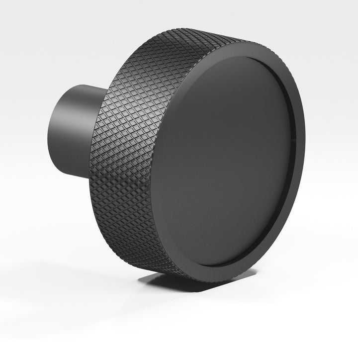 Colonial Bronze 595 Round diamond-knurled sandwich Cabinet Knob in Matte Graphite