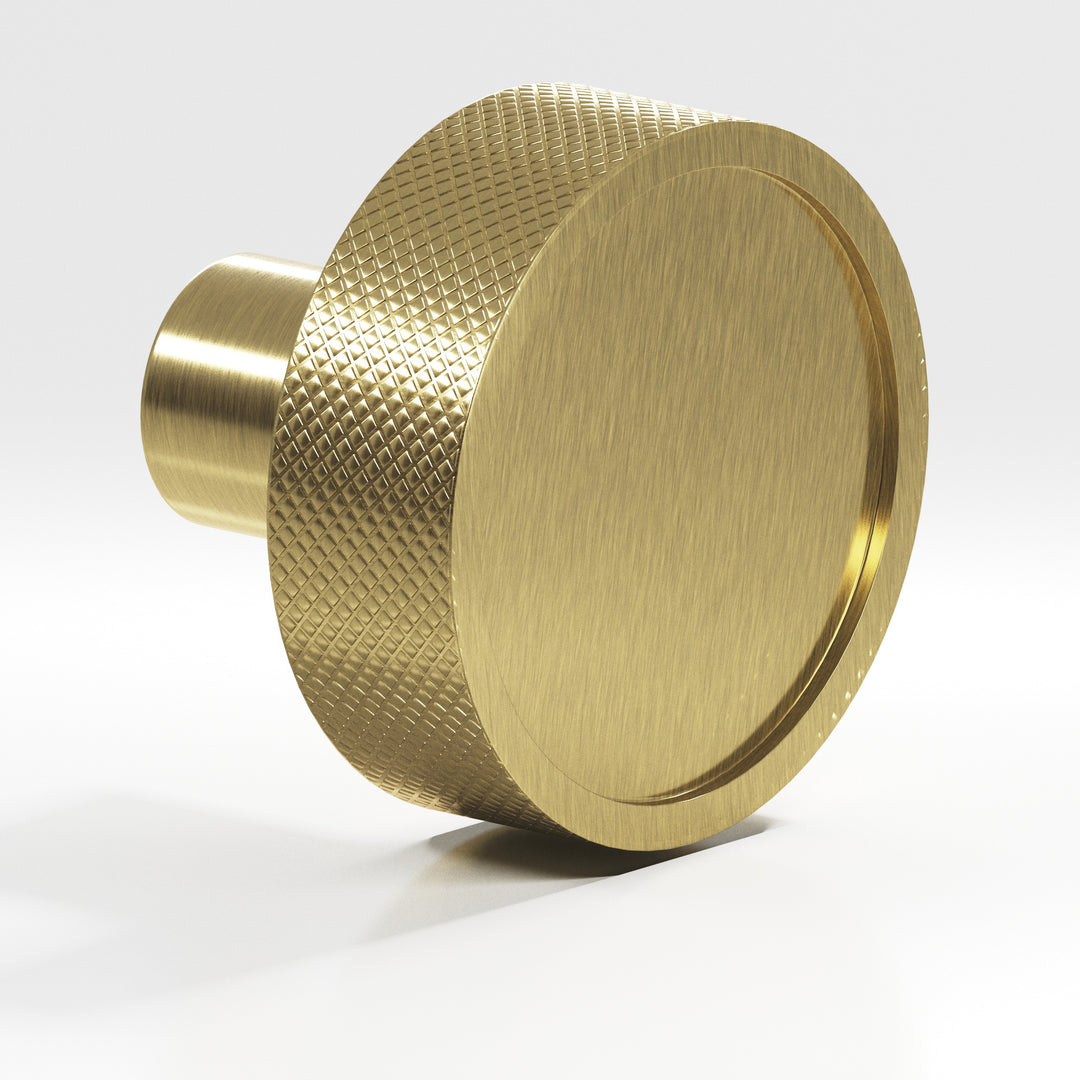 Colonial Bronze 595 Round diamond-knurled sandwich Cabinet Knob in Antique Brass