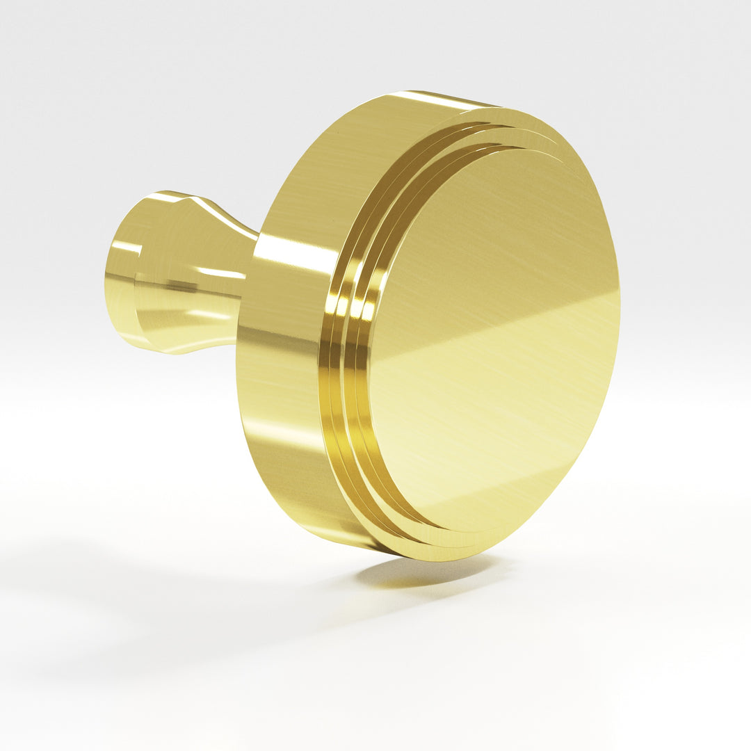Colonial Bronze 622 Round stepped Cabinet Knob with flared post in Unlacquered Polished Brass