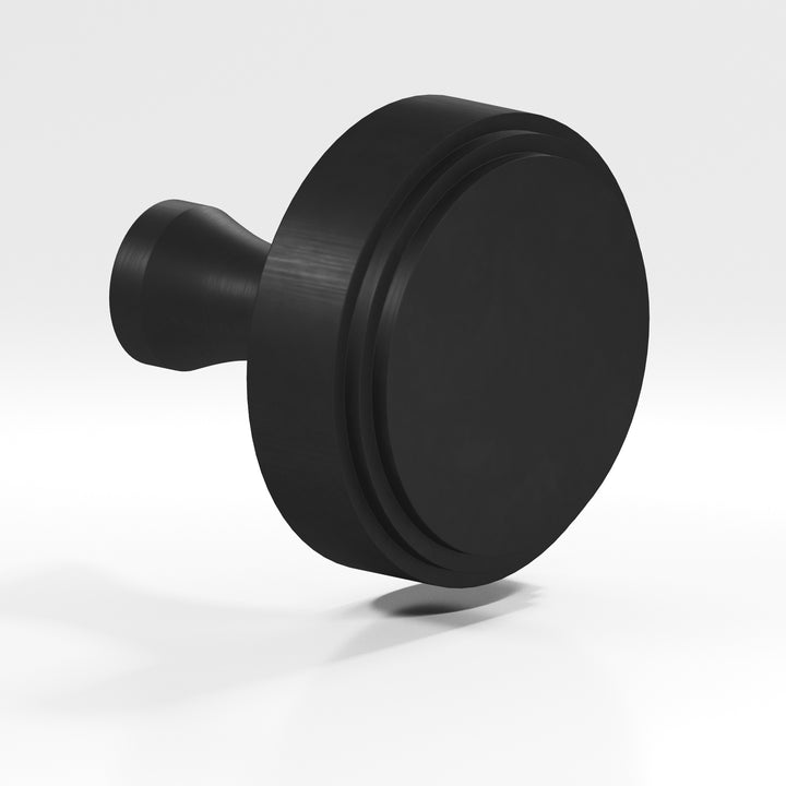 Colonial Bronze 622 Round stepped Cabinet Knob with flared post in Matte Satin Black