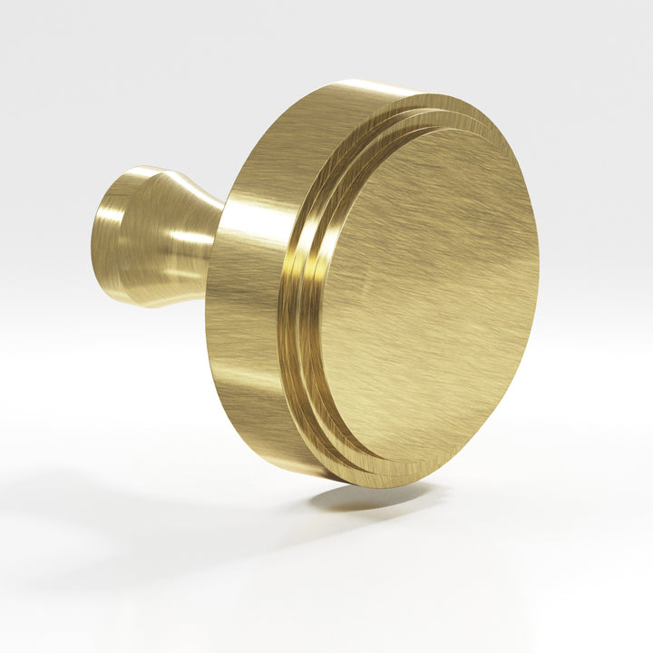 Colonial Bronze 620 Round stepped Cabinet Knob with flared post in Antique Brass