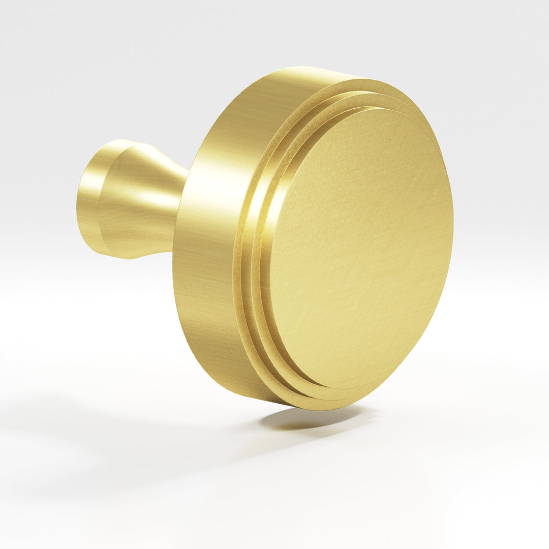 Colonial Bronze 620 Round stepped Cabinet Knob with flared post in Matte Satin Brass