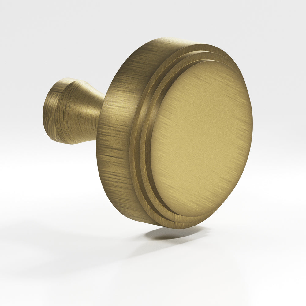 Colonial Bronze 622 Round stepped Cabinet Knob with flared post in Matte Antique Satin Brass
