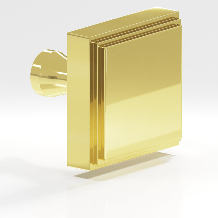 Colonial Bronze 623 Square stepped Cabinet Knob with flared post in Unlacquered Polished Brass