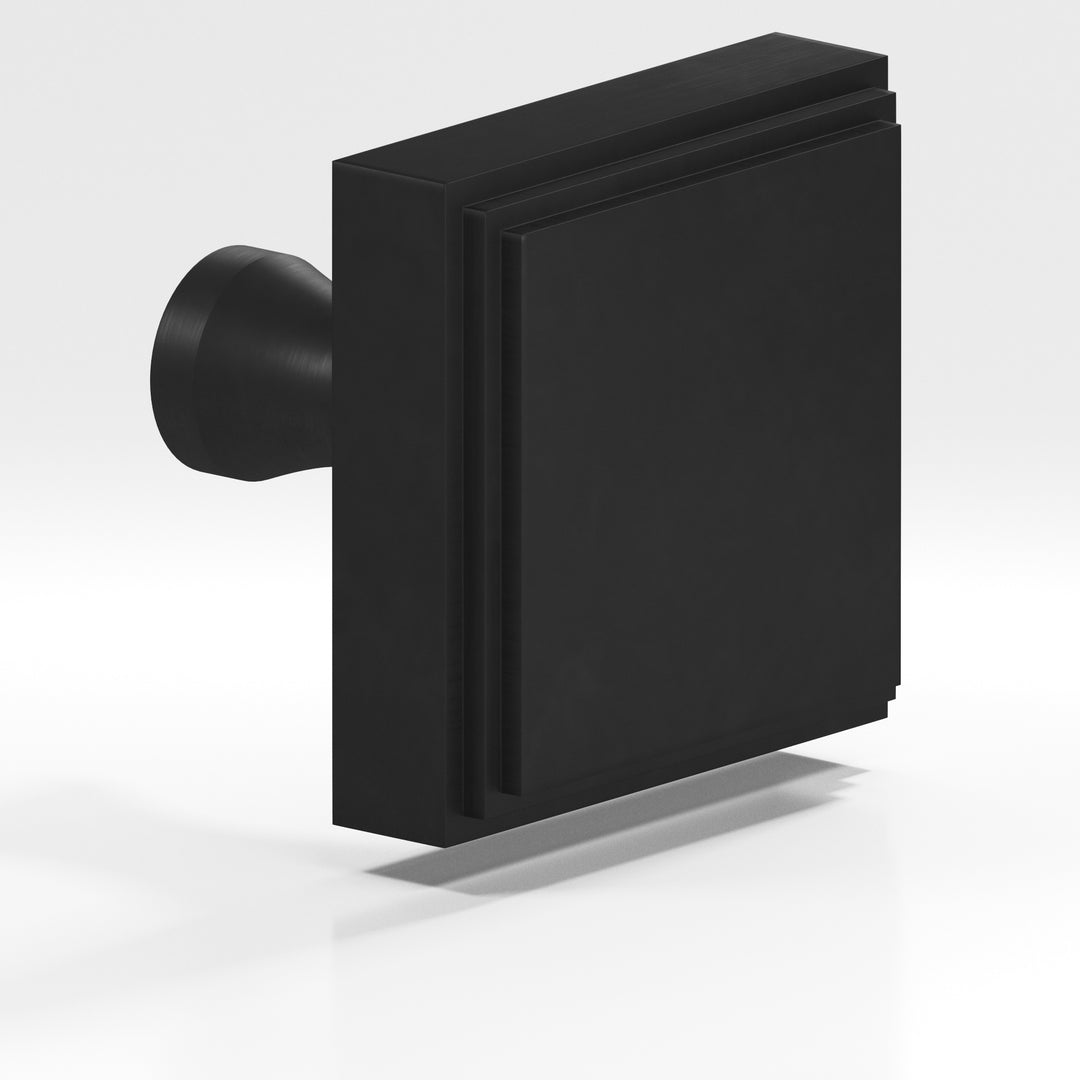 Colonial Bronze 624 Square stepped Cabinet Knob with flared post in Matte Satin Black