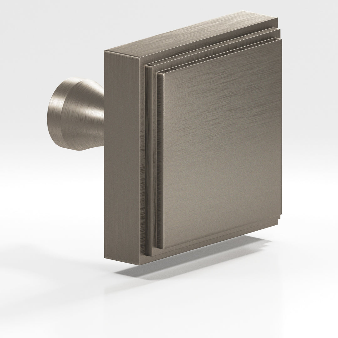 Colonial Bronze 623 Square stepped Cabinet Knob with flared post in Matte Pewter