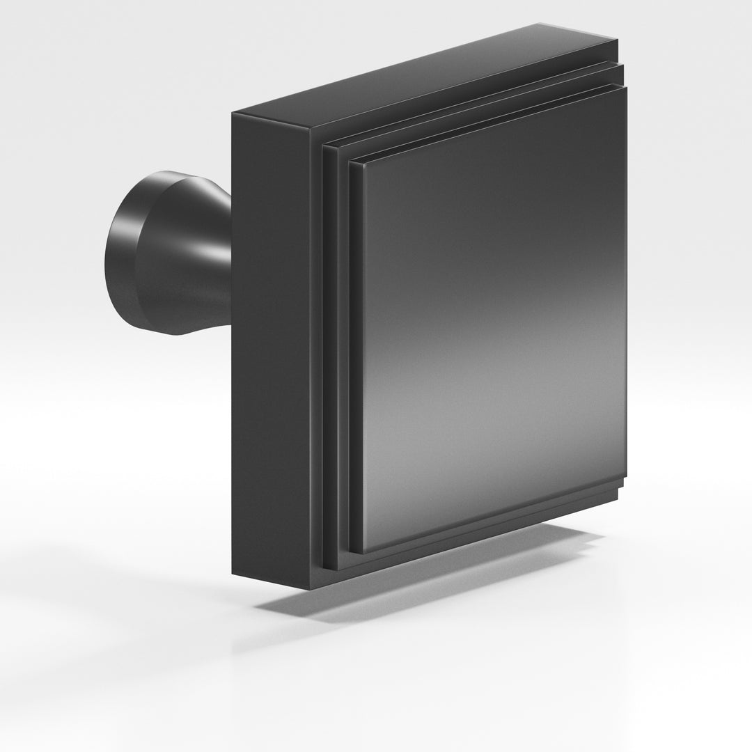 Colonial Bronze 623 Square stepped Cabinet Knob with flared post in Matte Graphite
