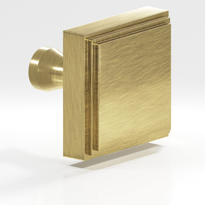 Colonial Bronze 624 Square stepped Cabinet Knob with flared post in Antique Brass