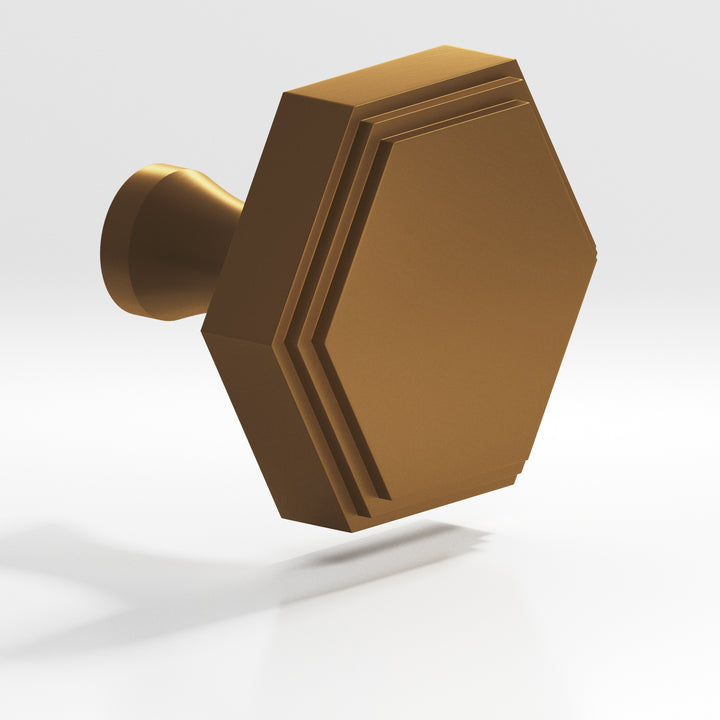 Colonial Bronze 627 Hexagonal stepped Cabinet Knob with flared post in Matte Light Statuary Bronze