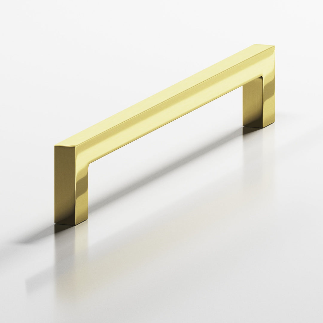 Colonial Bronze 667 Rectangular Cabinet Pull with rectangular legs in Unlacquered Polished Brass