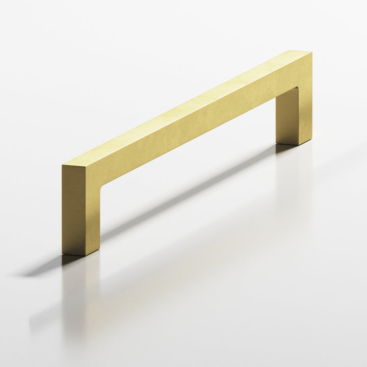 Colonial Bronze 667 Rectangular Cabinet Pull with rectangular legs in Matte Satin Brass