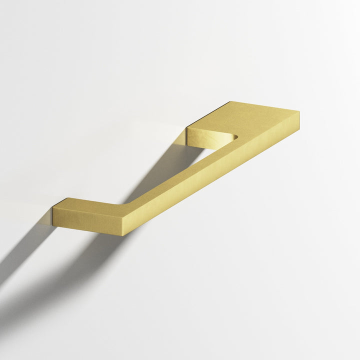 Colonial Bronze 668 Rectangular Cabinet Pull with unequal-width rectangular legs in Matte Satin Brass