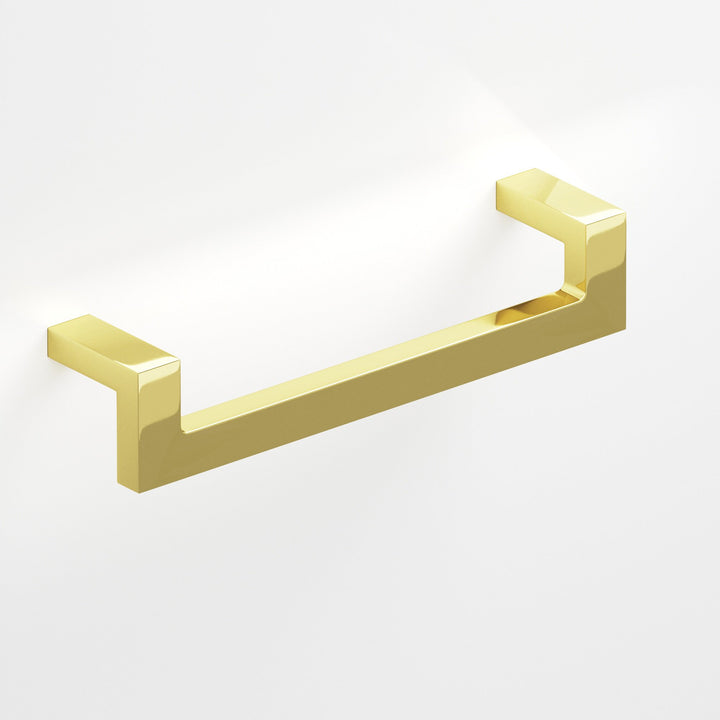 Colonial Bronze 669 Rectangular L-shaped Cabinet Pull with center cutout in Unlacquered Polished Brass