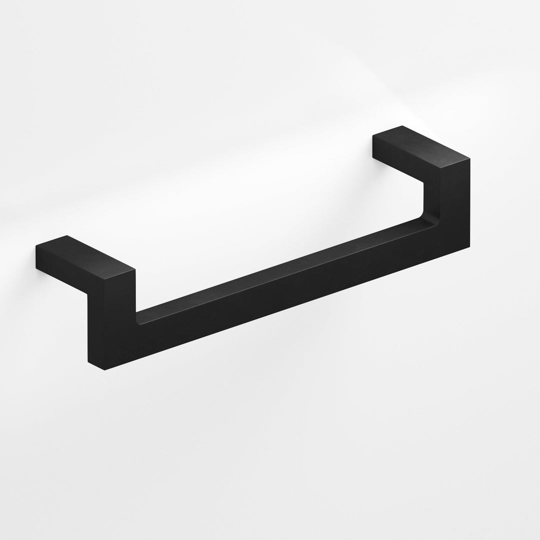 Colonial Bronze 669 Rectangular L-shaped Cabinet Pull with center cutout in Matte Satin Black
