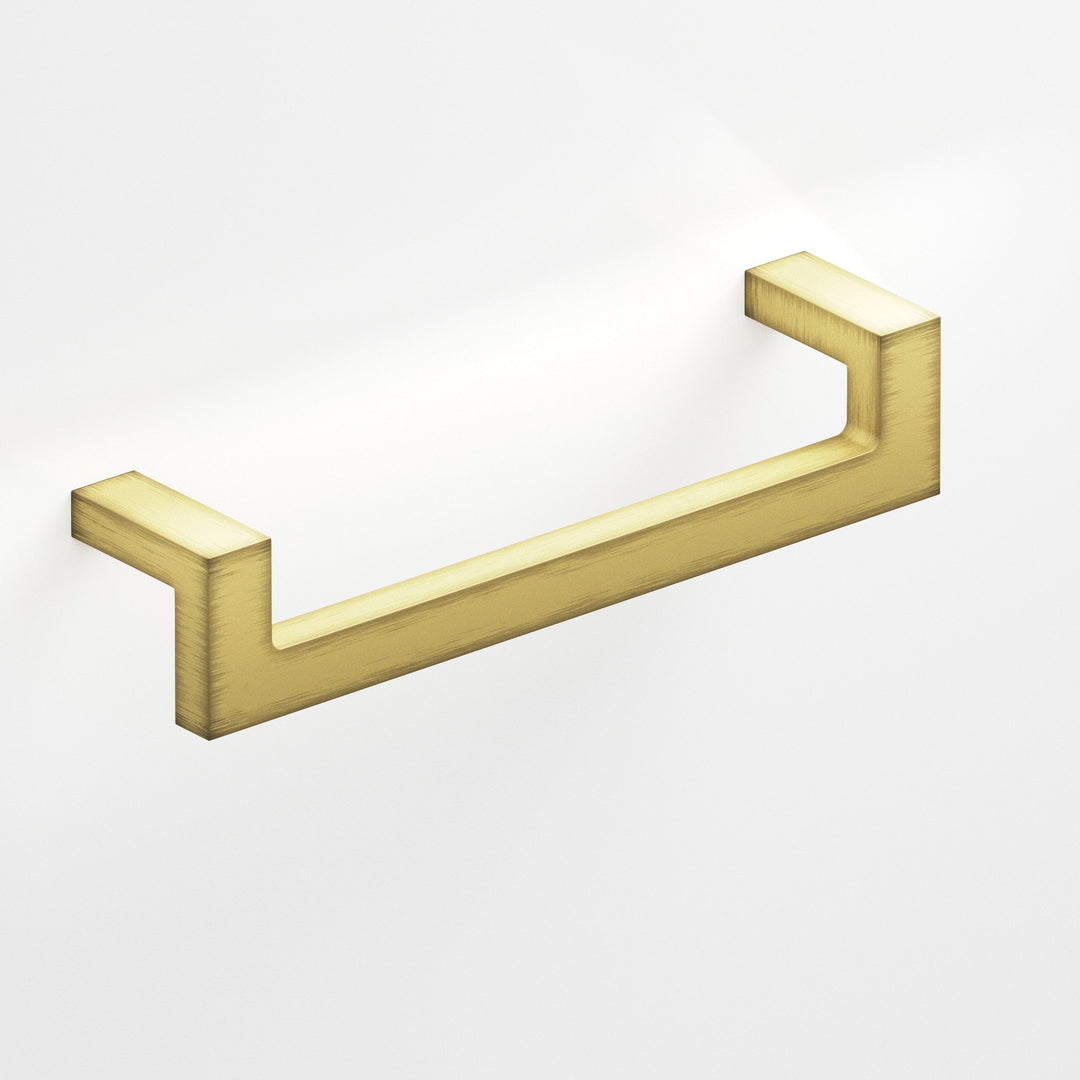 Colonial Bronze 669 Rectangular L-shaped Cabinet Pull with center cutout in Matte Antique Satin Brass