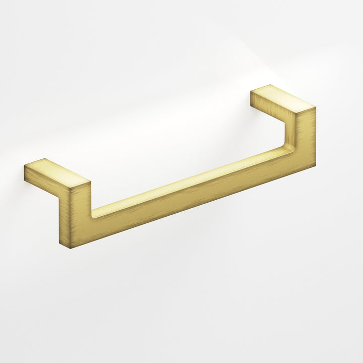 Colonial Bronze 669 Rectangular L-shaped Cabinet Pull with center cutout in Matte Antique Satin Brass
