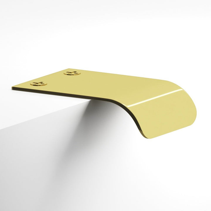 Colonial Bronze 706 Edge Pull with angled lip and exposed finished screws in Unlacquered Polished Brass