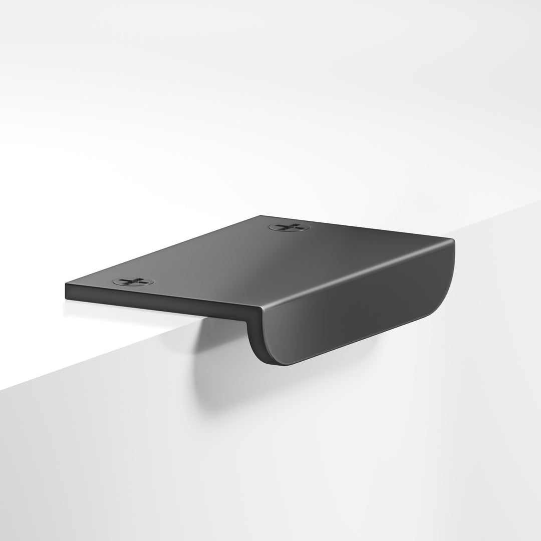 Colonial Bronze 713R L-shaped Edge Pull with radiused front and exposed finished screws in Matte Graphite