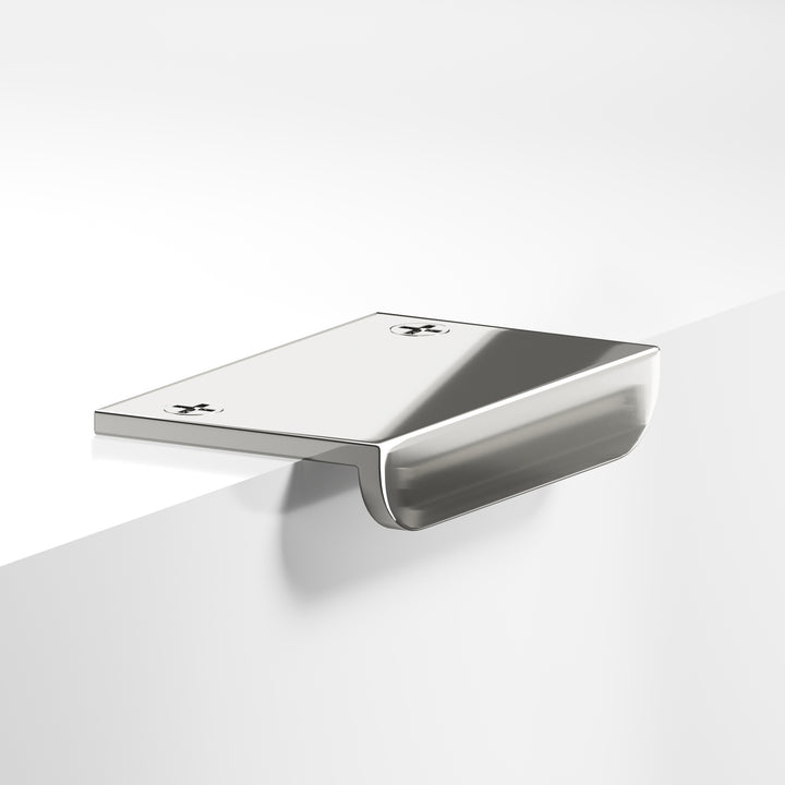Colonial Bronze 713R L-shaped Edge Pull with radiused front and exposed finished screws in Polished Nickel