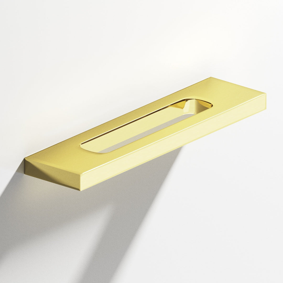 Colonial Bronze 718 Rectangular Cabinet Pull with center cutout in Unlacquered Polished Brass