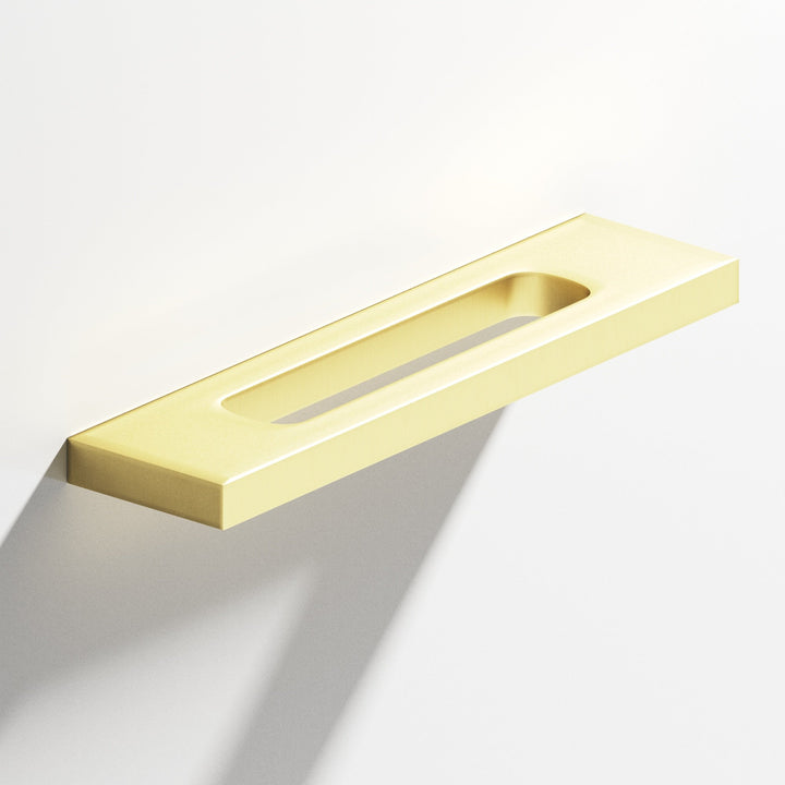 Colonial Bronze 718 Rectangular Cabinet Pull with center cutout in Matte Satin Brass