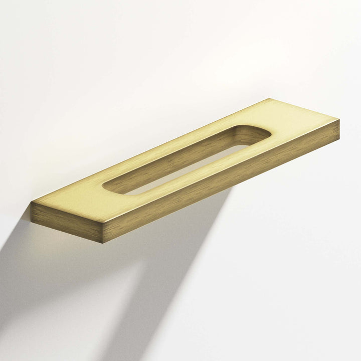 Colonial Bronze 718 Rectangular Cabinet Pull with center cutout in Matte Antique Satin Brass