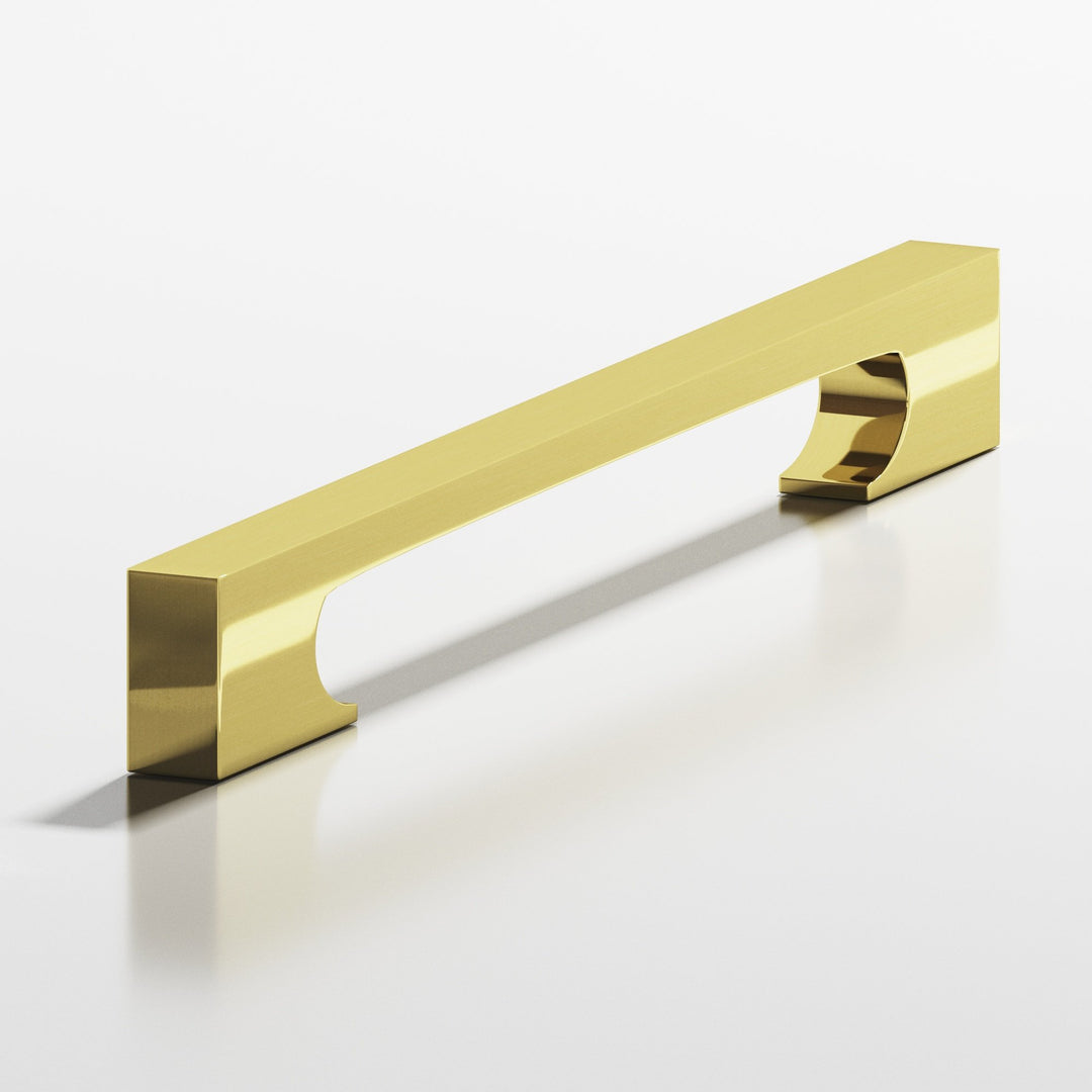 Colonial Bronze 733 Rectangular Appliance Pull with rectangular scalloped legs in Unlacquered Polished Brass