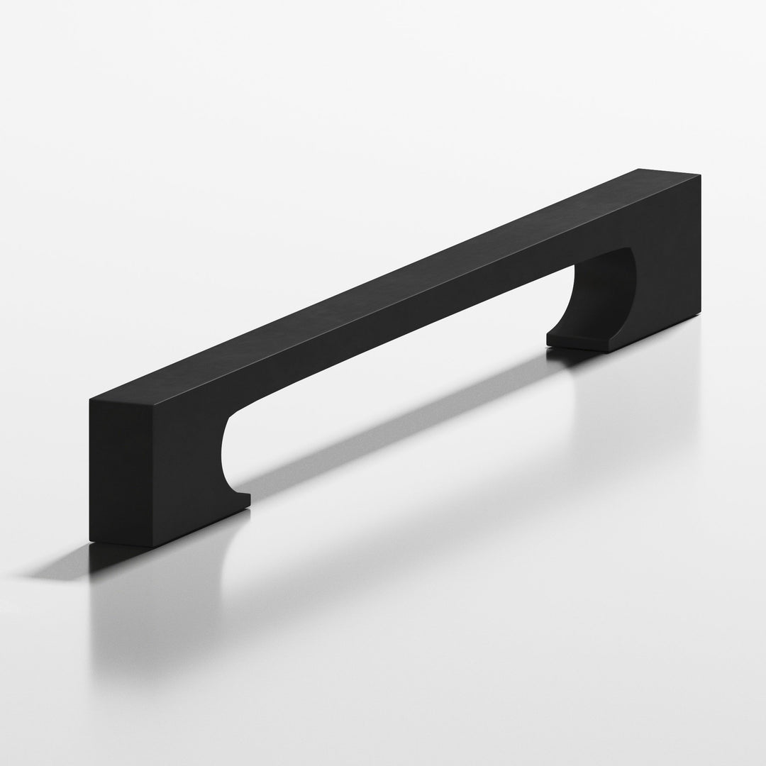 Colonial Bronze 733 Rectangular Appliance Pull with rectangular scalloped legs in Matte Satin Black