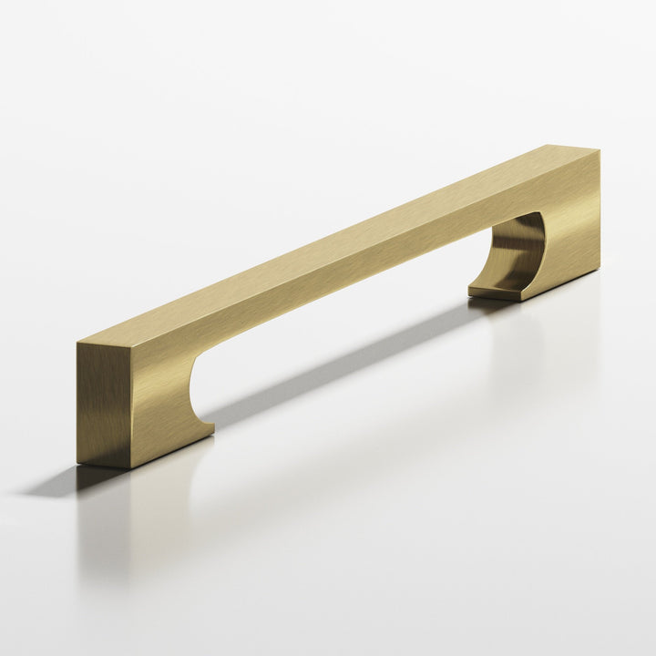 Colonial Bronze 731 Rectangular Cabinet Pull with rectangular scalloped legs in Antique Brass