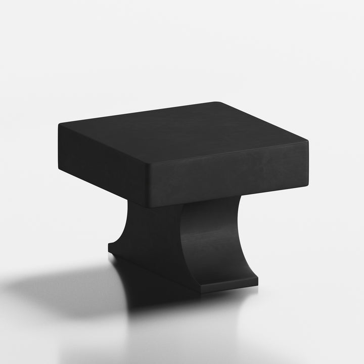 Colonial Bronze 735 Square Cabinet Knob with rectangular flared post in Matte Satin Black