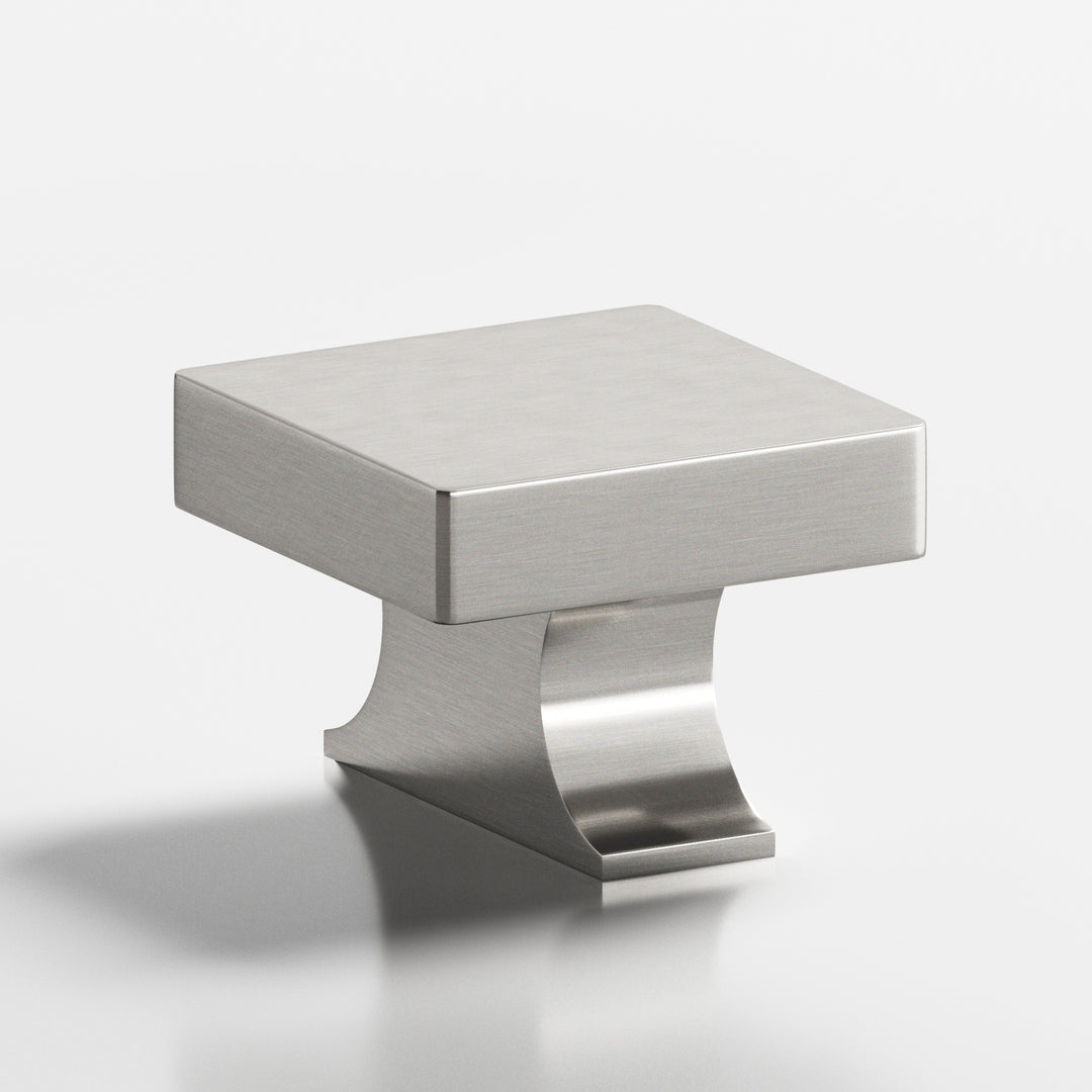 Colonial Bronze 735 Square Cabinet Knob with rectangular flared post in Satin Nickel